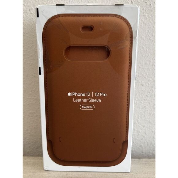 Apple iPhone 12 / 12 Pro A2502 Saddle Brown Leather Sleeve Case - Picture 1 of 5